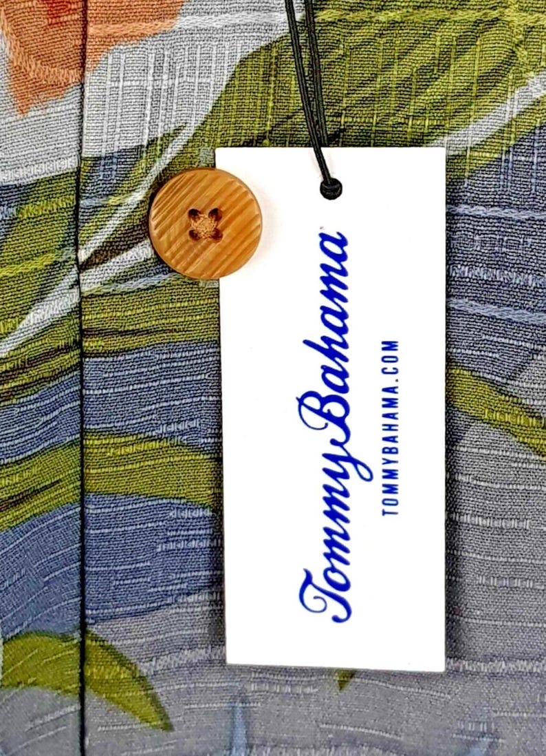 TOMMY BAHAMA Mens 100% Silk Grey S/S Luxury Hawaiian Shirt - L - 48" image 6