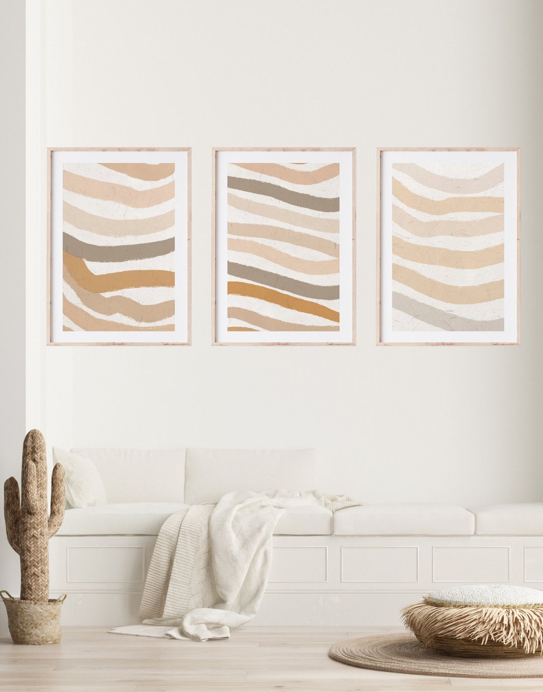 Modern Neutral Gallery Wall Art, Set of 3 Pastel Nordic Prints, Simple ...