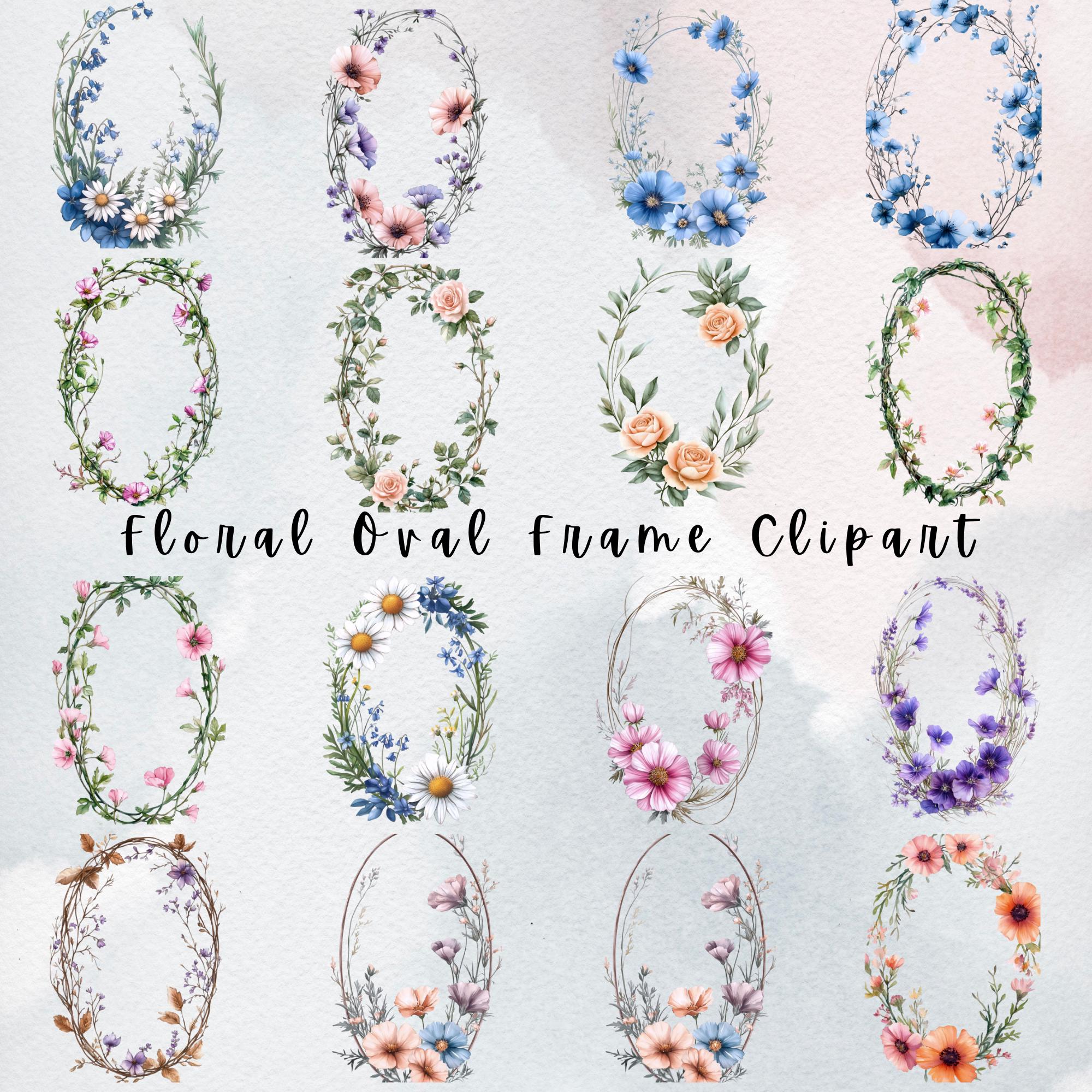 Floral oval frame - Etsy México, image size:2000x2000