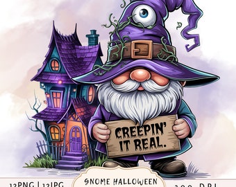 Gnome Halloween Clipart Bundle Vol. 1 – 12 Spooky Gnome Designs for Sublimation | Autumn clipart, Halloween crafts, Halloween printable,
