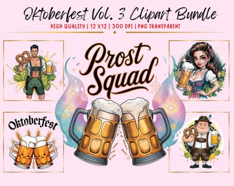 Oktoberfest Vol. 3 Clipart Bundle – 10 Festive Character Designs for Crafts, Sublimation & Decor | Perfect for sublimation digital download