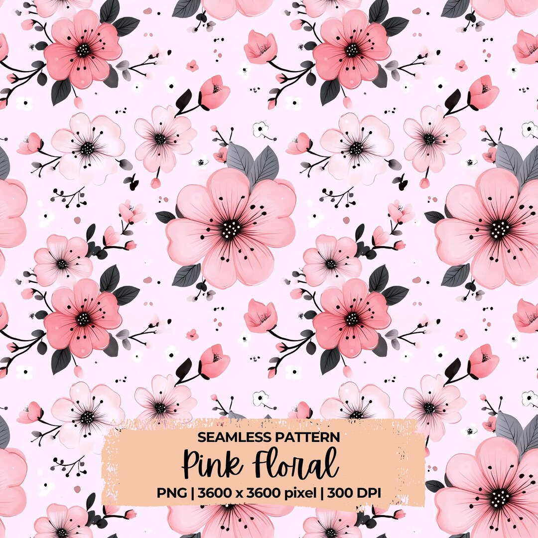 Pink Paper Flower Pattern Pink Flowers | Floral Design | Seamless Repeat Pattern | Digital Paper ...