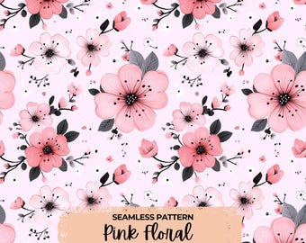 Pink Flowers | Floral Design | Seamless Repeat Pattern | Digital Paper for Scrapbooking | Cute Background | Printable Paper