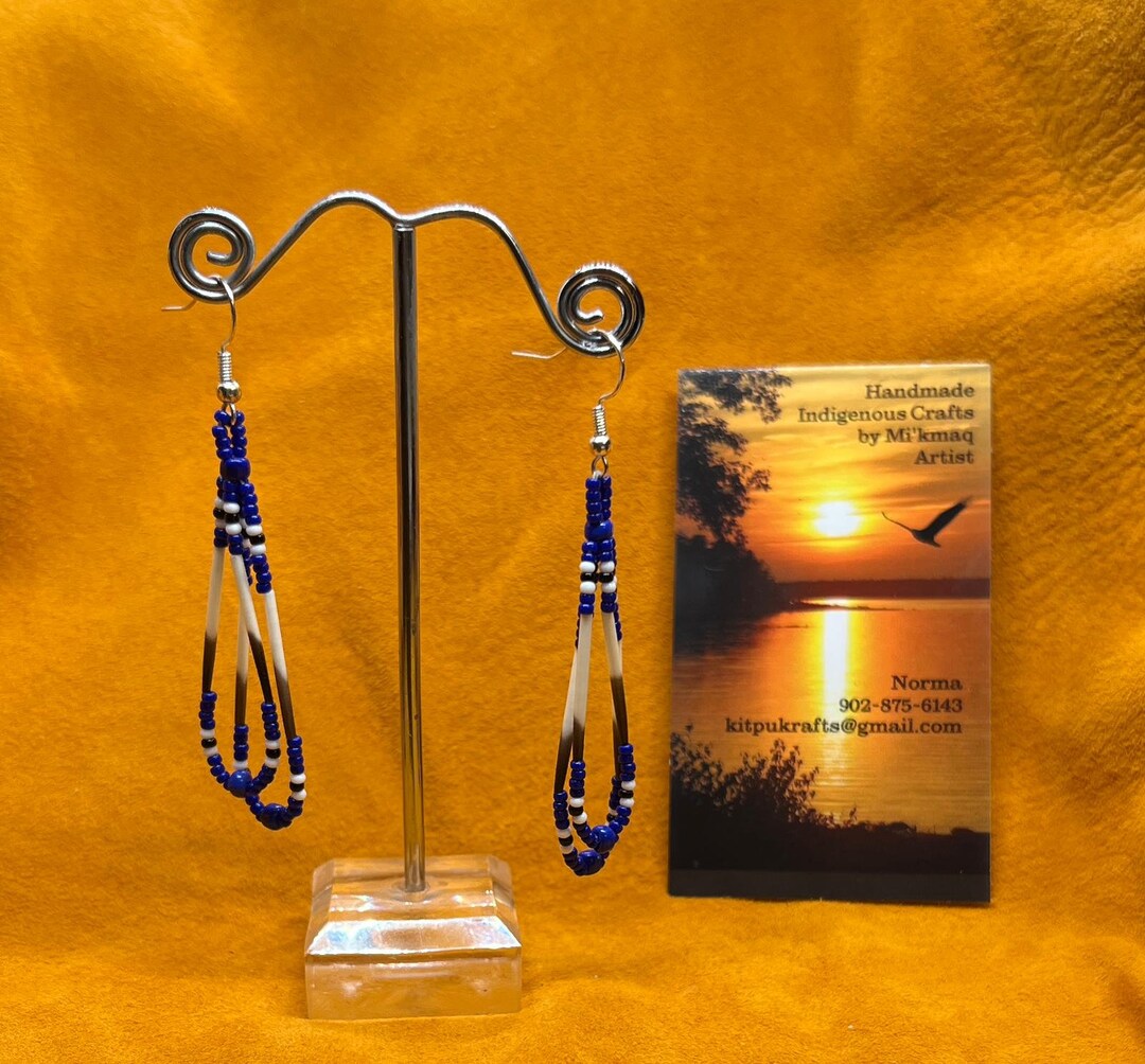Seed Bead Quill Dangle Indigenous Handmade Earrings Etsy