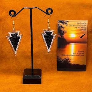 Arrowhead Delica Bead Indigenous Handmade Earrings Mi'Kmaq