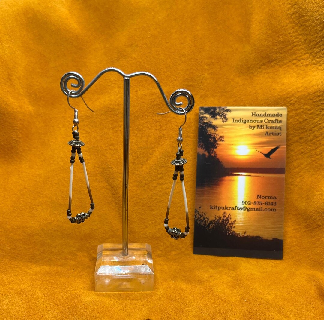Seed Bead Quill Charm Dangle Indigenous Handmade Earrings Etsy
