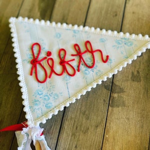CUSTOM Pennant Flag Light Blue Vintage Floral