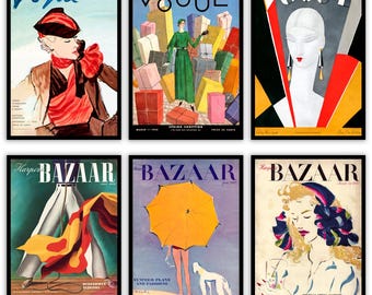 Poster Fashion, set 6xA4, Immagini Glamour, magazine di moda. Decorazioni per pareti casa, negozio, ufficio. Senza cornice.
