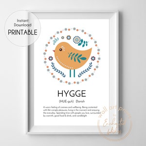 Hygge Definition PRINTABLE Print, Nordic Wall Art, Scandinavian Print, Hygge Definition, Scandi Folk Art, Hygge Print, Scandinavian Wall Art