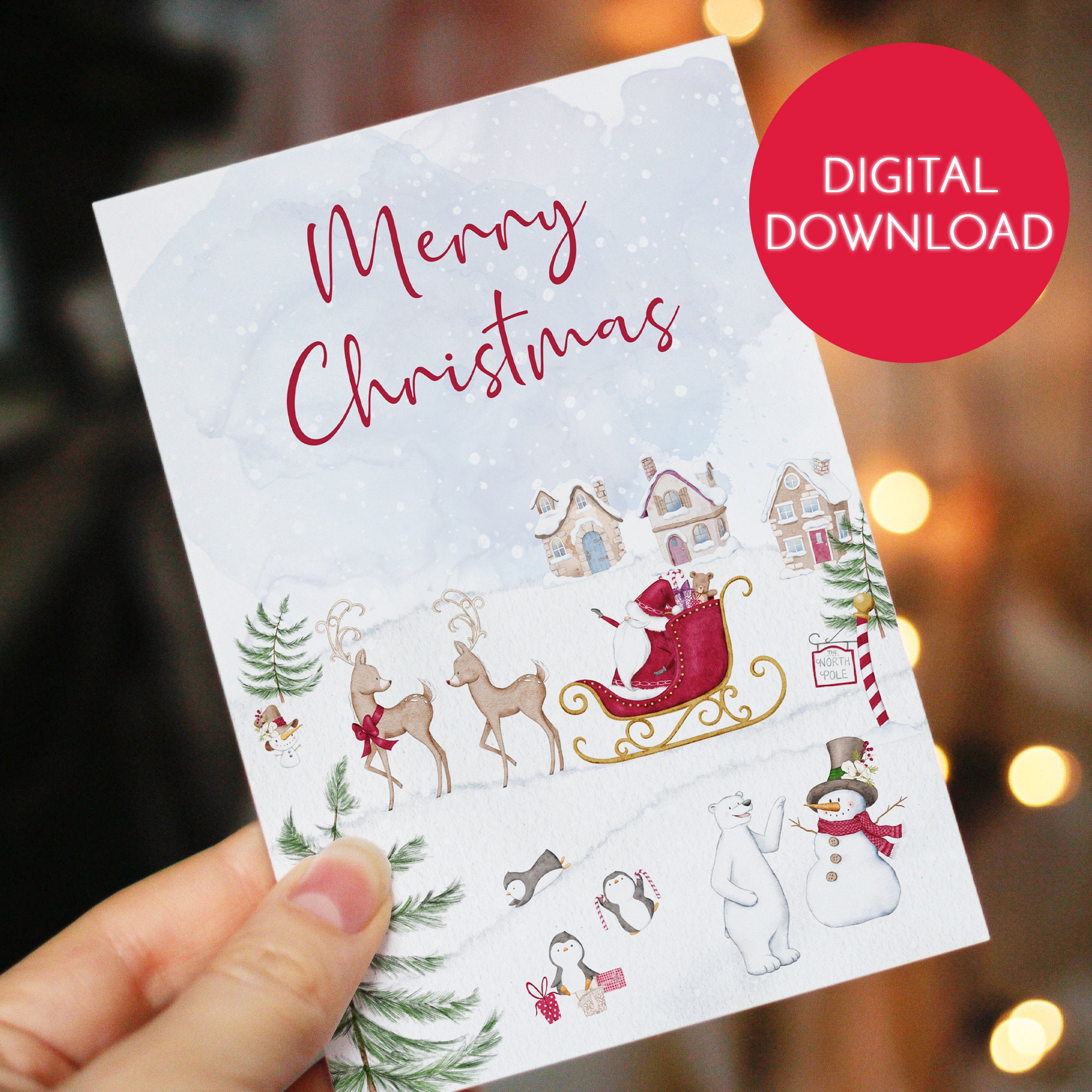 PRINTABLE Christmas Card Cute Christmas Card Digital - Etsy