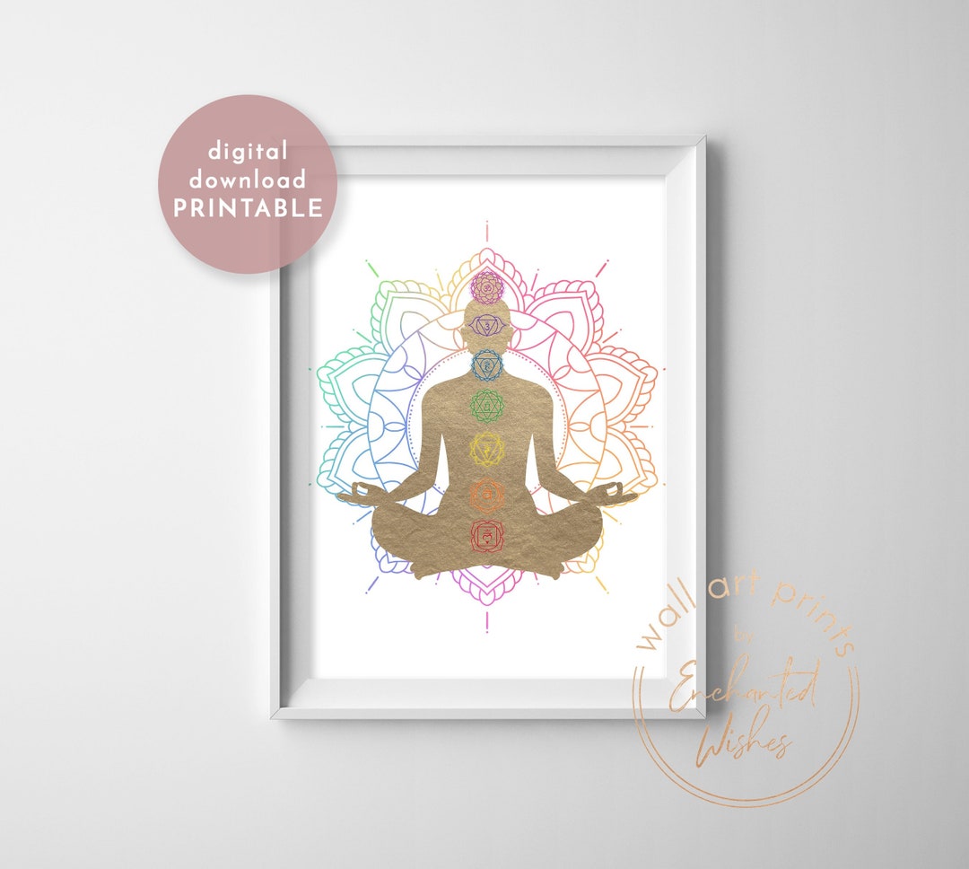 Chakras Print PRINTABLE, Reiki Art Print, 7 Chakras Guide, Yoga Wall ...