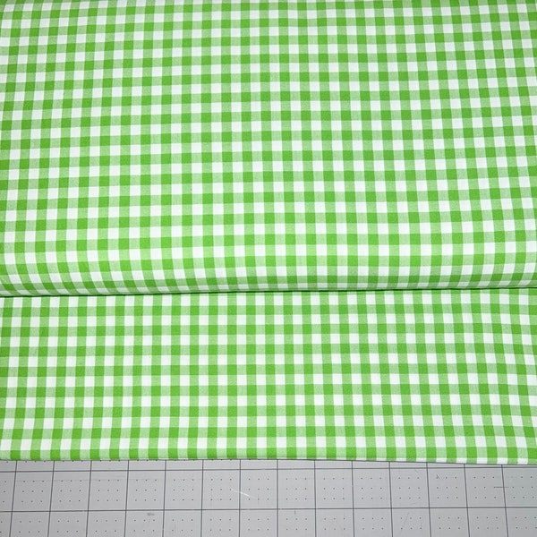 1 YRD - 1/4" Lime Green Carolina Gingham Fabric Plaid Yarn Dyed Robert Kaufman - Lime Green - 100% Quilting Cotton