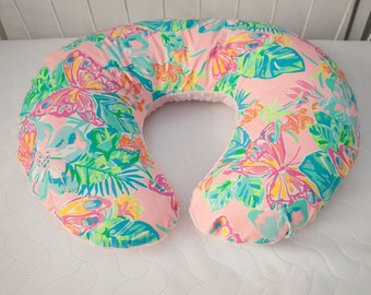 Baby Infant Nursing Feeding Pillow Cover  - Tropical Butterflies Palm Beach Nursery - Baby Shower Gift