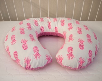 Baby Infant Nursing Feeding Pillow Cover  - Pink Pineapples Tropical Nursery, Palm Beach Nursery - Baby Shower Gift