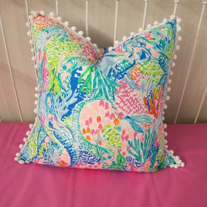 Decorative Pillow Cover - Tropical Home Décor, Nursery Décor, Dorm Room, Palm Beach Pillow - Corals Mermaids Pineapples Orchids Flamingoes