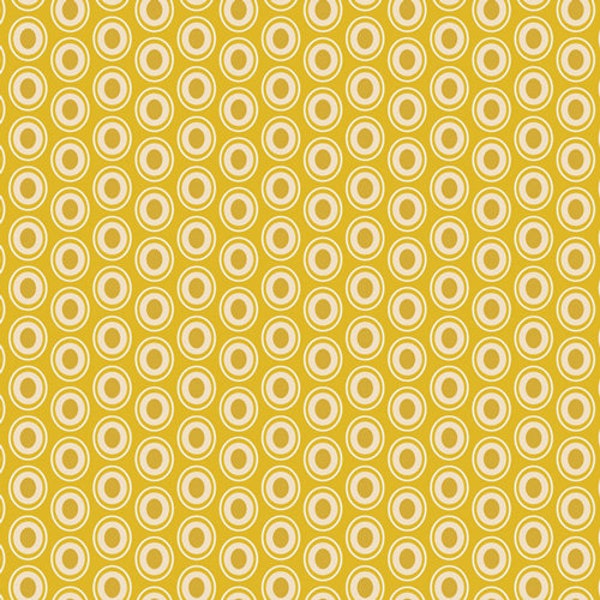 46" and 35" Pieces - AGF Oval Elements OE-911 Golden - Honey Fusion - 100% Quilting Cotton - Circles, Gold, Yellow, Oval, Geometric