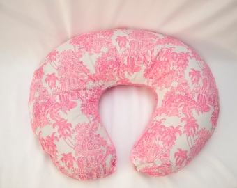 Baby Infant Nursing Feeding Pillow Cover  - Palm Beach Toile Tropical Nursery, Palm Trees Nursery - Baby Shower Gift