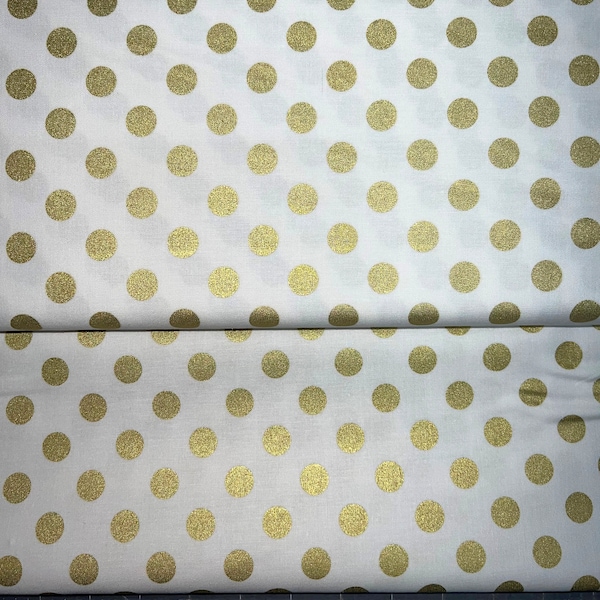 1 YRD - SC 8075 2016 Riley Blake Designs In Bloom Gold by My Mind's Eye Gold Sparkle  100% Cotton -   Gold Dots, Metallic Gold Polka Dots