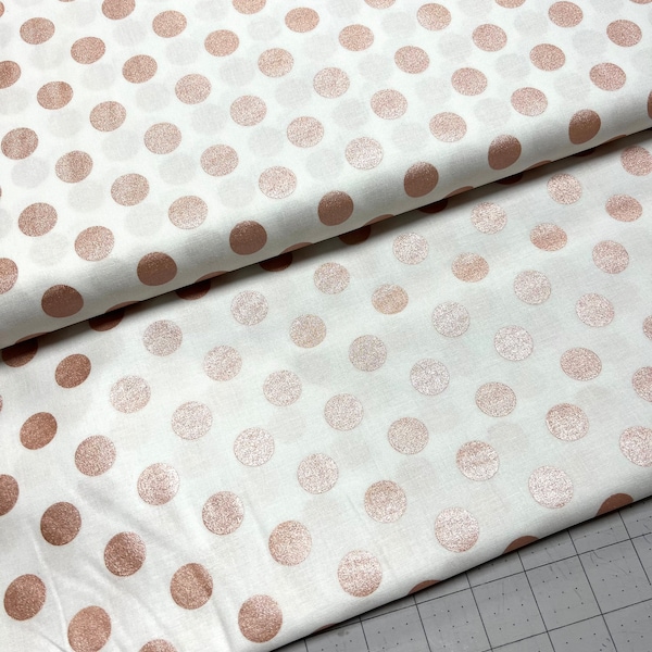 1 YRD - Riley Blake Designs - Sparkle Gold SC430 - Rose Gold Sparkle  100% Quilting Cotton - Gold Dots, Metallic Gold Polka Dots