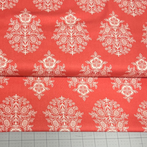 1 YRD Joel Dewberry Botanical Provincial PWJD084 Sunset  FreeSpirit 100% Quilting Cotton -  Floral, Bouquet, Coral, Red