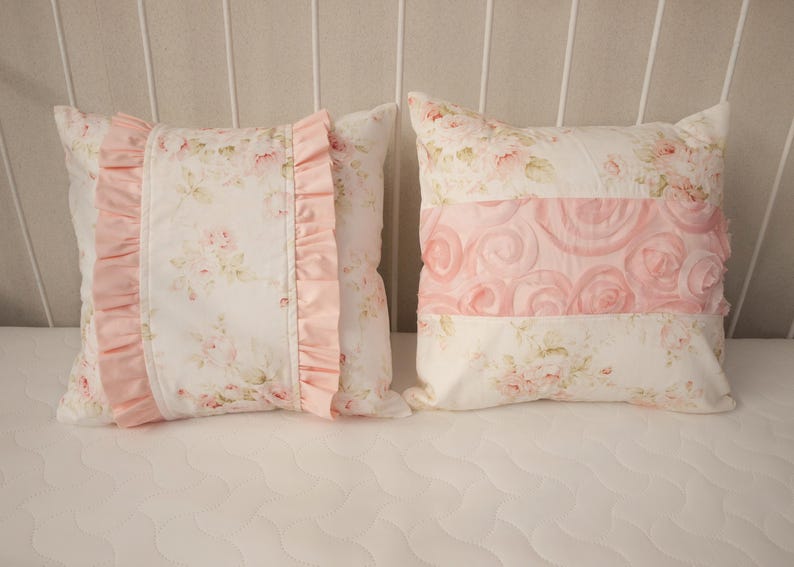 Floral Rose Pillow Cover - Vintage Décor - Shabby Chic - Pink Rose ...