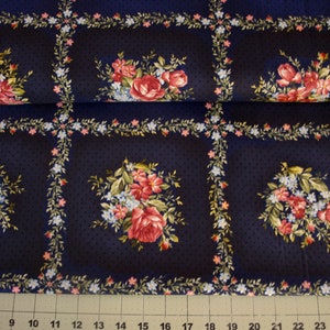 I Yard Quilting Squares Navy MAYWOOD Studio - MAS8430-N - Roses On The Vine - Navy Floral - 100% Quilting  Cotton