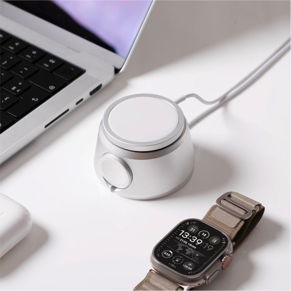 2 in 1 Minimalist Standby Mode Charging Station Apple Watch and Magsafe Aluminium Home Office Decorations iPhone 11/12/13/14/15 and Airpods