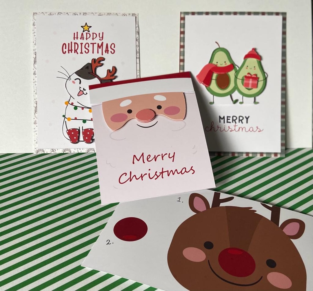 DIY 3d Kerstkaarten Kerstkaarten Set 3 Stuks Zelf 3d Kaarten Etsy