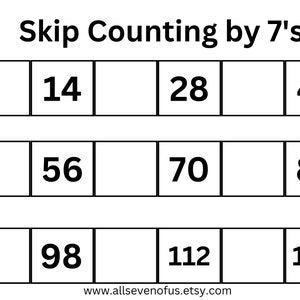 Skip counting by 7&#39;s