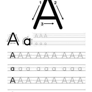 Alphabet Tracing Letters, 26 pages A-Z Upper and Lower case Letters image 1