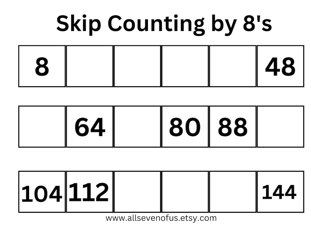 Skip Counting by 8's - Etsy