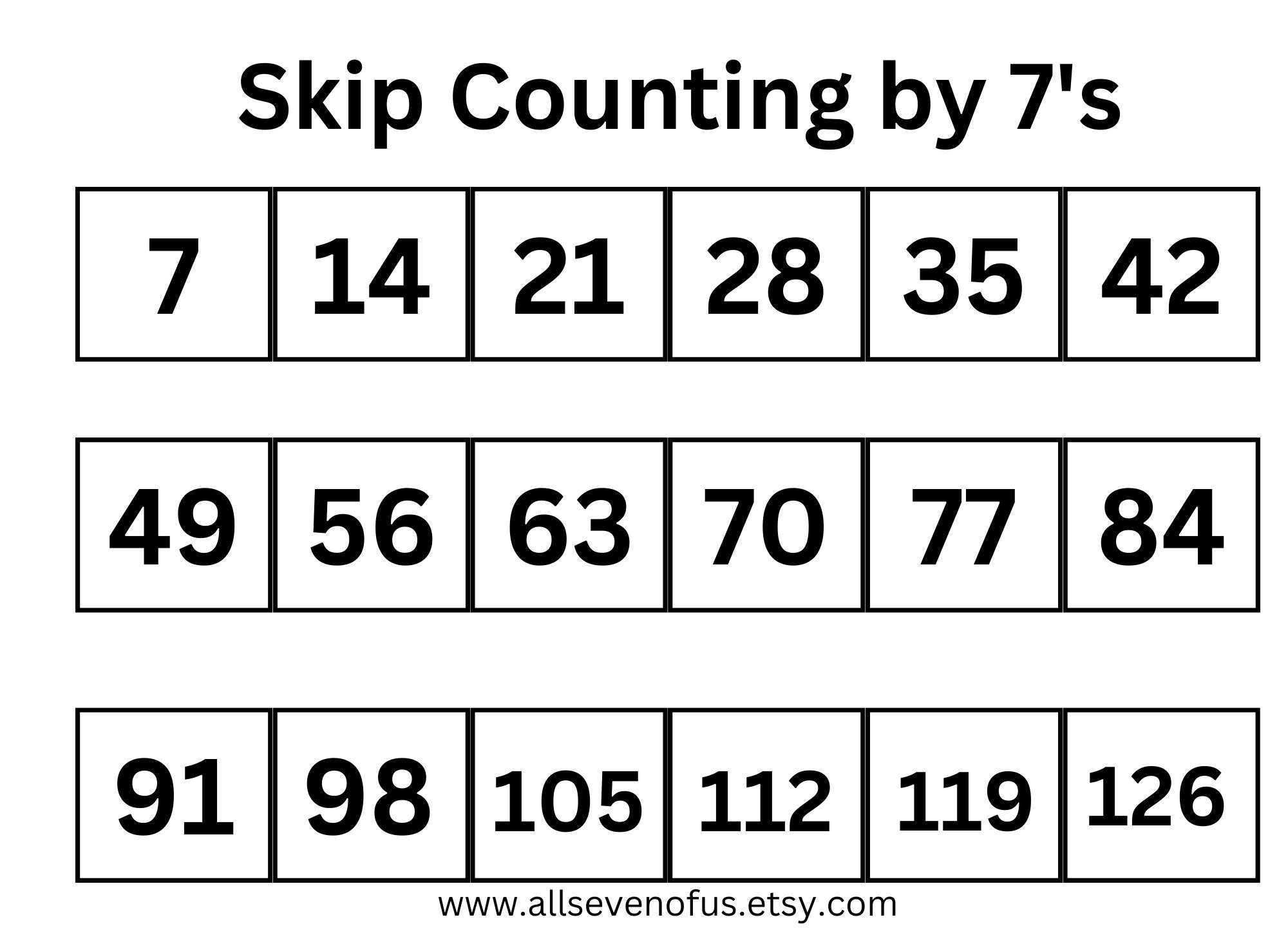 Skip Counting by 7's Etsy