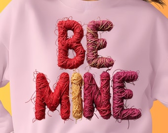 Loquet crochet fil Be Mine Saint-Valentin PNG : fausse broderie Coquette de la Saint-Valentin Sublimation Design