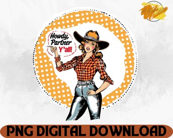 Howdy Partner Cowgirl PNG: Western Shirt Design (Digital Download)