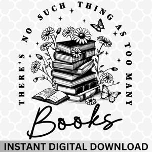 Bloemenboeken SVG PNG: Afdrukbare kunst boekenliefhebber (digitale download)