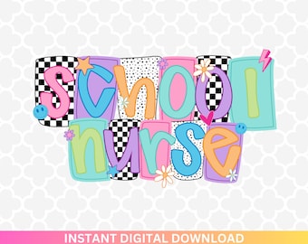 School Nurse Floral PNG: Preppy Teacher Sublimation (Digital Download)