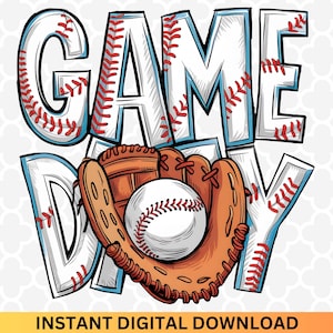 Game Day Baseball PNG: Glitter Softball Design (Digital Download)