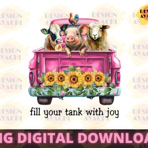 Farm animals PNG - Pig, Cow, Chicken, Sheep Png, Western farm sublimation, Cow sublimation, Floral Png, Sunflowers Png, Farm life Png