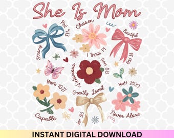 Sie ist Mom PNG: Retro Blumen Muttertag Design (Digitaler Download)