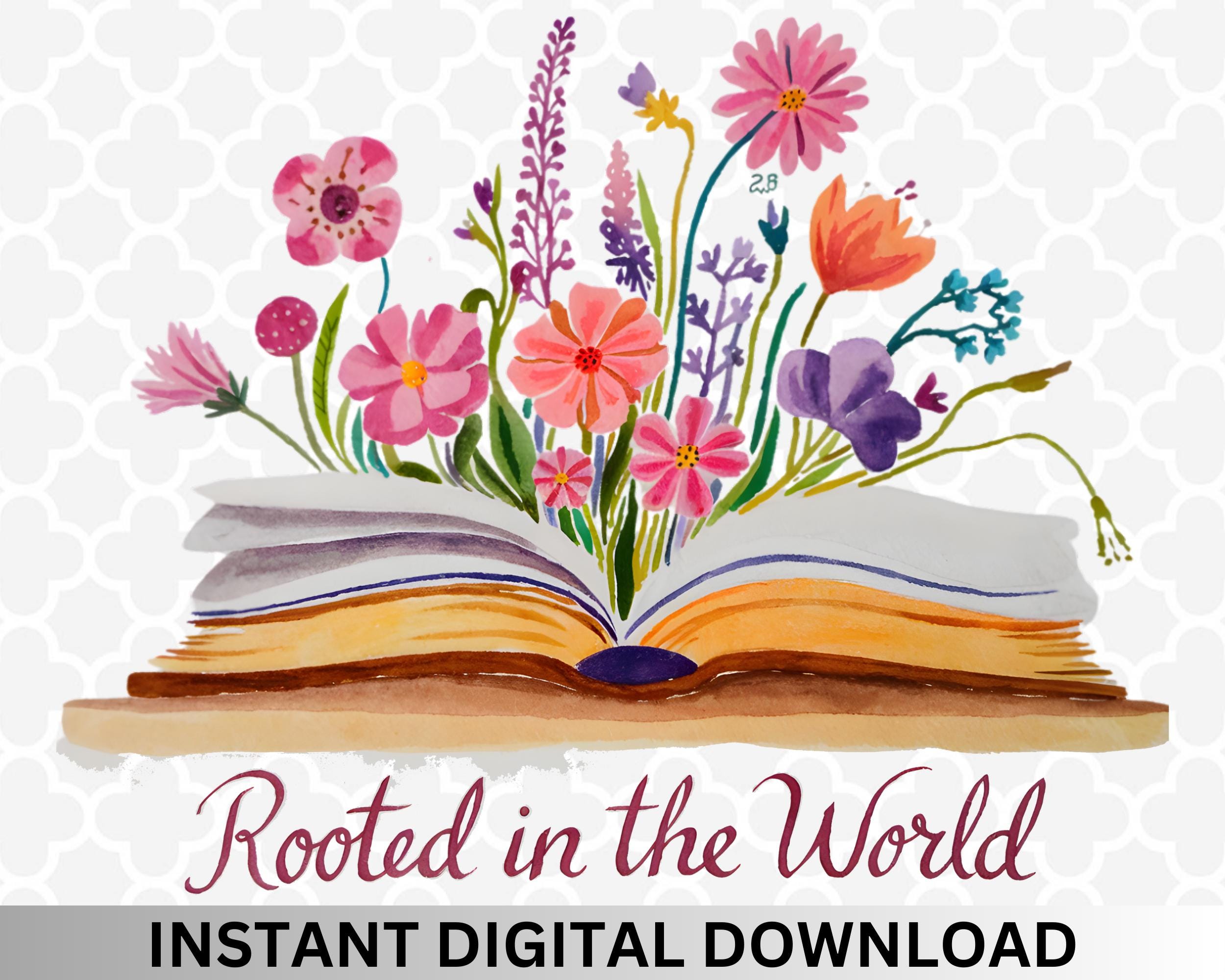 Floral Book PNG: Rooted in the World Christian Design (digital Download ...