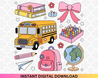 Coquette Back to School PNG: Preppy Teacher Bow Digital Download