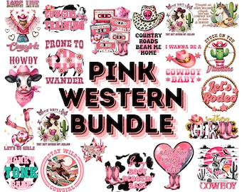 Rosa Western Sublimation PNG-paket: Cowboy Cowgirl-designer (digital nedladdning)