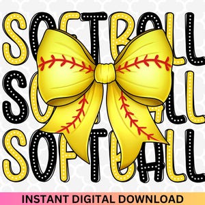 Softball Coquette Bow PNG: Brushstroke Design (Digital Download)