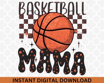 Basketball Mama PNG: Retro Glitter Design (Digital Download)