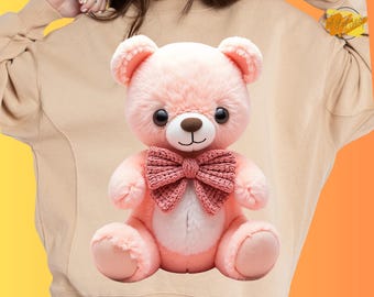 Faux Yarn Valentine's Day Teddy Bear PNG: Pink Coquette Valentine Bear Sublimation Design