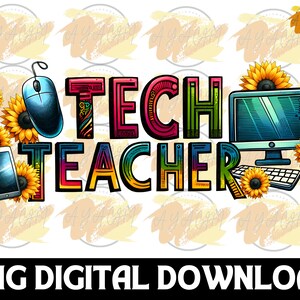 Tech Teacher PNG: Checkered Teacher&#39;s Day Design (Digital Download)
