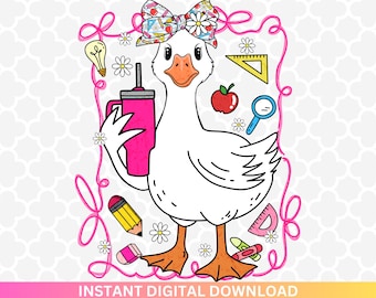 Kokette Gans Lehrerin PNG: Lustig Back To School Digital Download