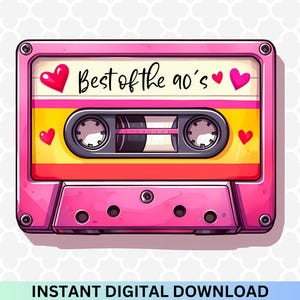 Retro 90s Cassette Tape PNG: Nostalgic Design (Digital Download)