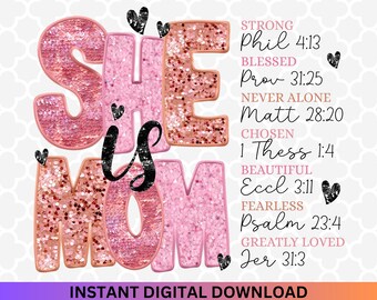 She is Mom PNG: Christian Mama Floral Design (Digital Download)