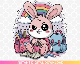 Labubu Bunny Back to School PNG - Cartoon Doll (Digital Download)